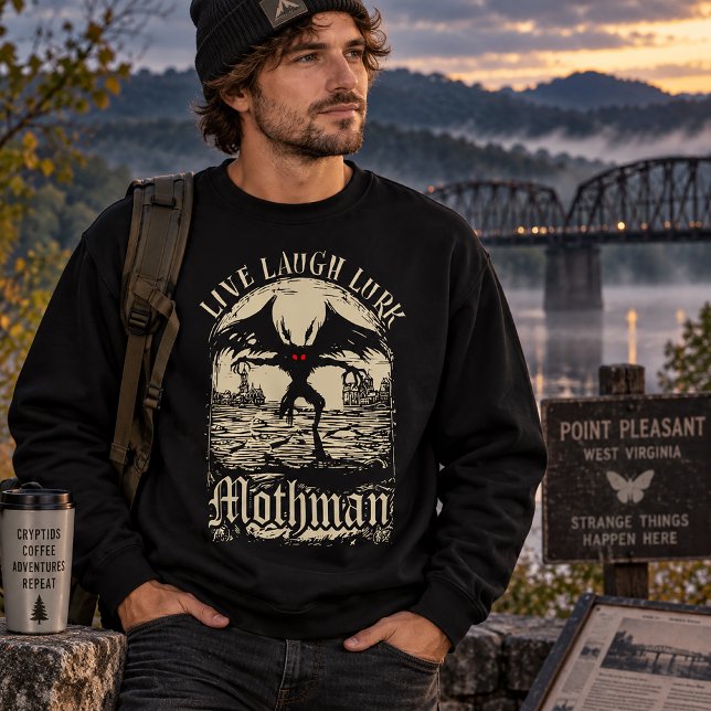 Sweatshirt Vivez Riez Restez tapi Mothman Cryptide Humour (Créateur téléchargé)