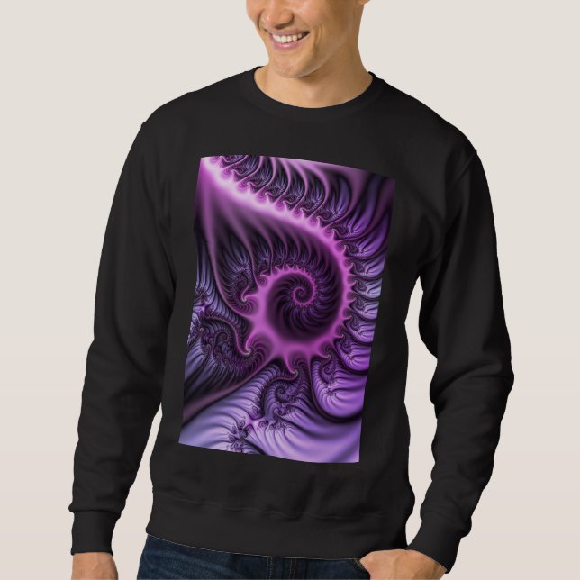 Sweatshirt Vivid Cool Abstrait rose violet Fractal Art Spiral (Devant)