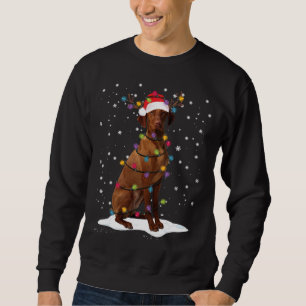 Sweatshirt Vizsla Arbre de Noël Light Pyjama Drôle Amusant Am