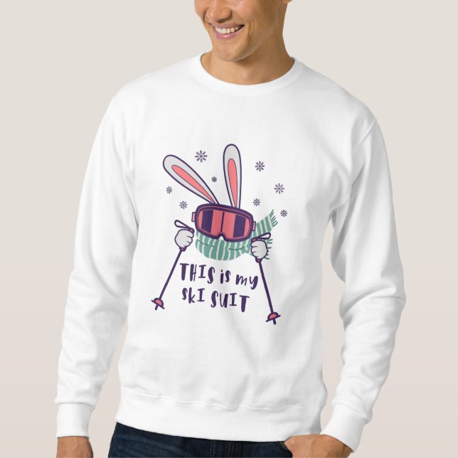 Sweatshirt Voici mon Ski Suit Ski Rabbit avec des bâtons de s (Devant)