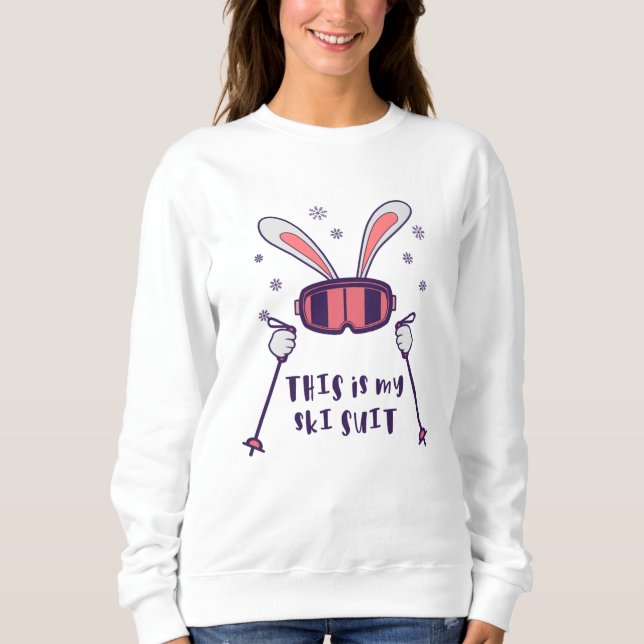 Sweatshirt Voici mon Ski Suit Ski Rabbit avec des bâtons de s (Devant)