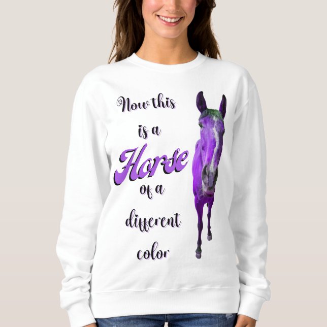 Sweatshirt Voici Un Cheval D'Une Couleur Différente, Violet (Devant)
