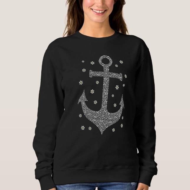 Sweatshirt Voile Ancres Fleurs Poisson Capitaine Bateau Marit (Devant)