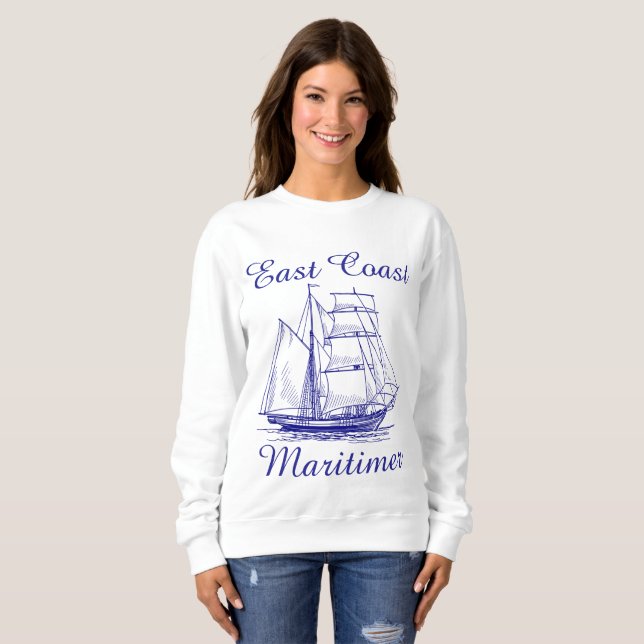 Sweatshirt Voilier maritime de la côte Est (Devant entier)