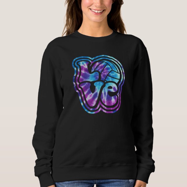 Sweatshirt Volleyball LOVE Blue Purple Tie Dye Style Letterin (Devant)