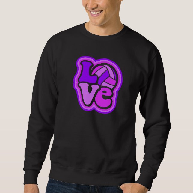 Sweatshirt Volleyball Love Purple & Pink for Teens & Women Pr (Devant)
