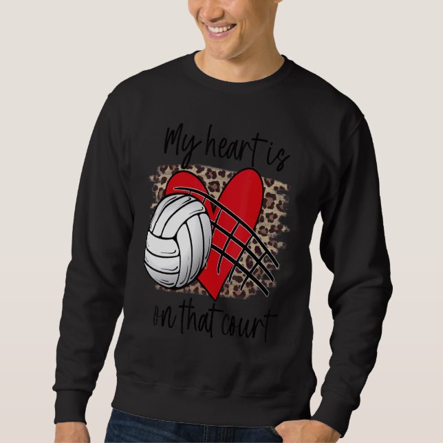Sweatshirt Volleyball My Heart is on that Court Leopard Volle (Devant)