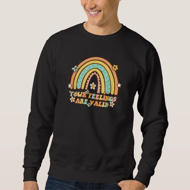 Sweatshirt Vos sentiments sont valides Rétro Arc-en-ciel Sant (Devant)