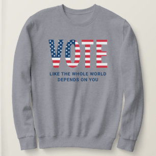 Sweatshirt Vote Patriotique Drapeau Américain Gris Citation