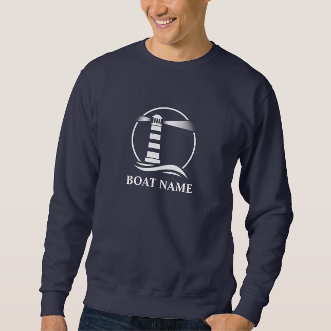 Sweatshirt Votre bateau ou nom et phare nautique Marine (Devant)