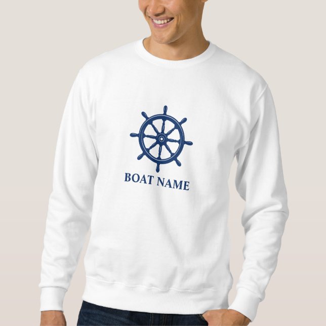 Sweatshirt Votre bateau ou nom & Navires Bleus de la Marine (Devant)