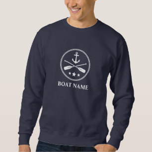 Sweatshirt Votre bateau ou votre nom et votre marine Ancre bl