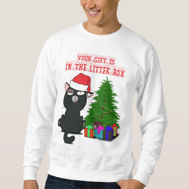 Sweatshirt VOTRE CADEAU EST DANS LA BOÎTE DE LETTRE, Meowy Ca (Devant)