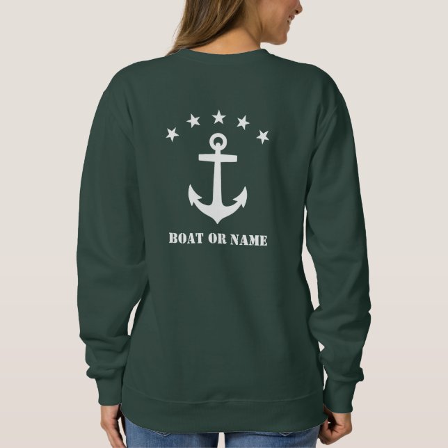 Sweatshirt Votre nom ou nom de bateau Classic Ancre Forest Gr (Dos)