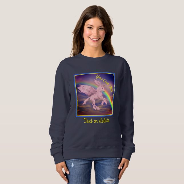 Sweatshirt Vous Avez Ce Flying Unicorn Rainbow Inspirational (Devant entier)