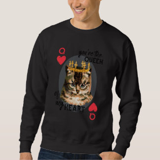 Sweatshirt Vous êtes la Reine de mon coeur Rouge Coeur Chat M
