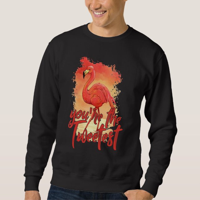 Sweatshirt Vous êtes The Tweetest Pink Flamant rose Beach Bir (Devant)