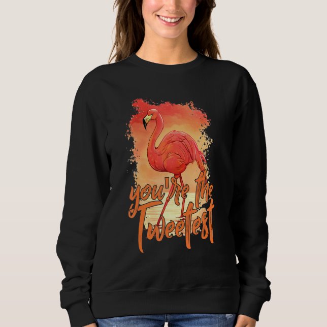 Sweatshirt Vous êtes The Tweetest Pink Flamant rose Beach Bir (Devant)