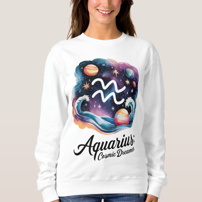 Sweatshirt Voyant d'aquarelle Aquarius Cosmique Dreamer SIGNE (Devant)