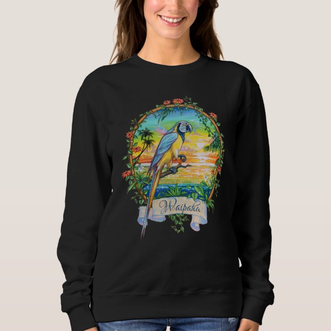 Sweatshirt Waipahu Oahu Hawaii Vintage Sunset Parrot Vacances (Devant)