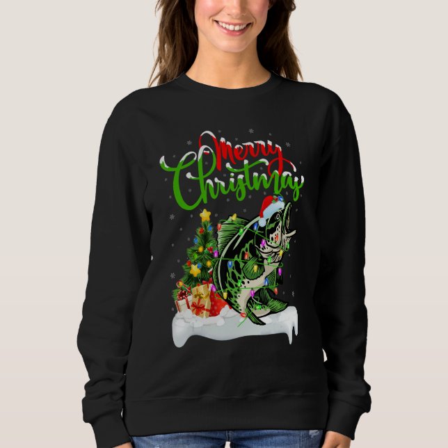 Sweatshirt Walleye Fish   Xmas Decorations Santa Walleye Chri (Devant)