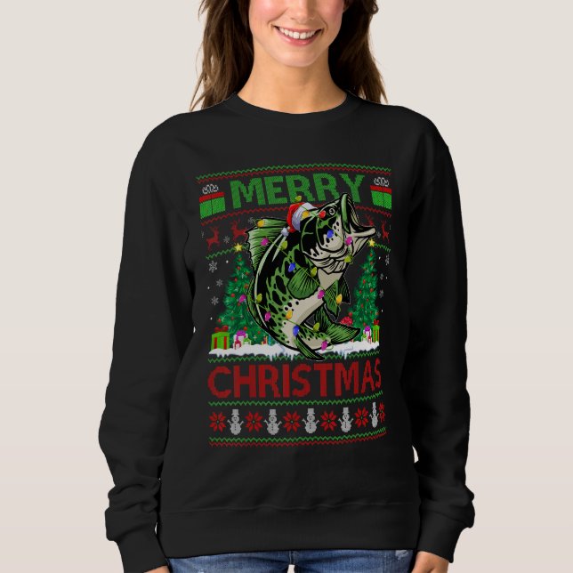 Sweatshirt Walleye Fish   Xmas Tree Ugly Santa Walleye Christ (Devant)
