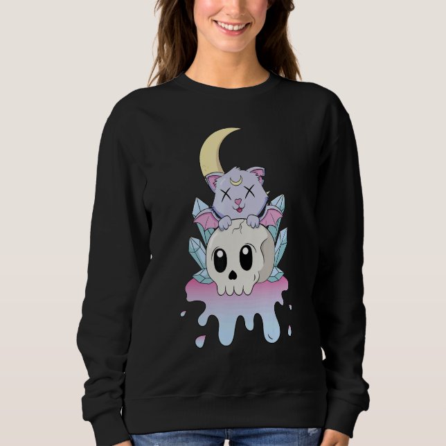 Sweatshirt want brains right meow cats Halloween (Devant)