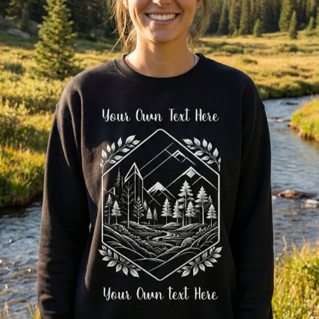 Sweatshirt Warm Mountain Hexagon Forest Your Text (Warm Mountain Forest Sweatshirt. Perfect for chilly outdoor trekking and adventure gifts!)