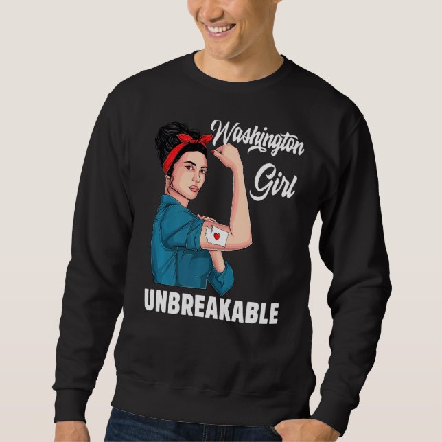 Sweatshirt Washington Girl Unbreakable State Map Drapeau Souv (Devant)
