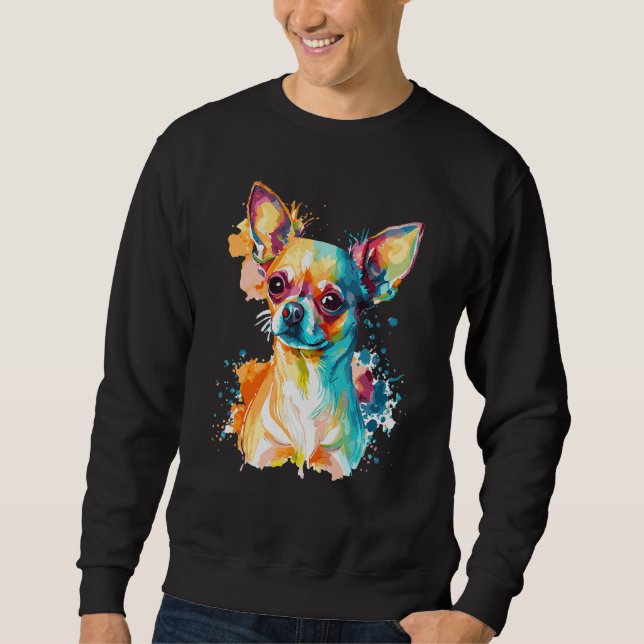 Sweatshirt Watercolor Chihuahua Cute Colorful Pet Dog (Devant)
