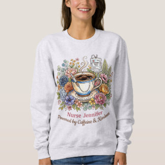 Sweatshirt Watercolor Medical Coffee Floral Personalized Name