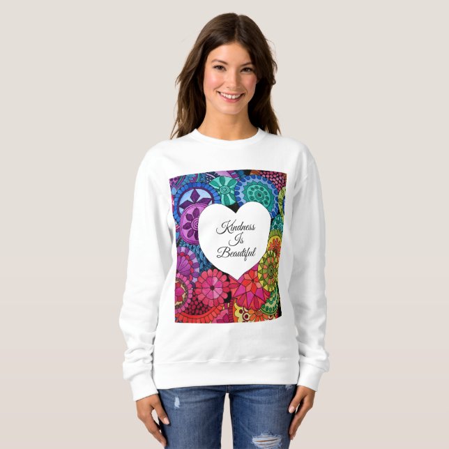 Sweatshirt Watercolor Rainbow Mandala With Heart (Devant entier)