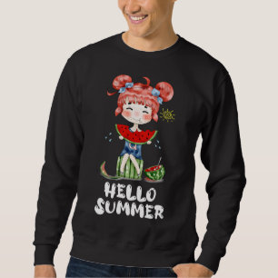 Sweatshirt Watermelon Kawaii Anime Girl Hello Summer Fruit Me