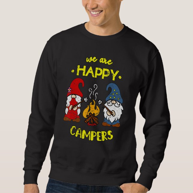 Sweatshirt We Are Happy Campers Gnomes Gnome Campfire Couple (Devant)