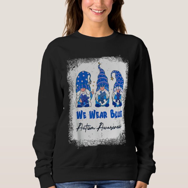 Sweatshirt We Wear Blue Autism Awareness Month Cute Gnomes (Devant)