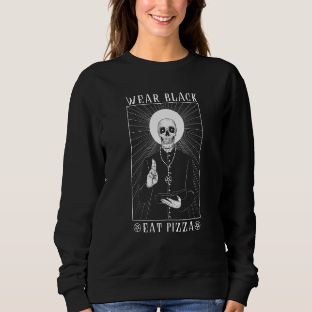 Sweatshirt Wear Black Eat Pizza I Goth Satan Satanism (Devant)