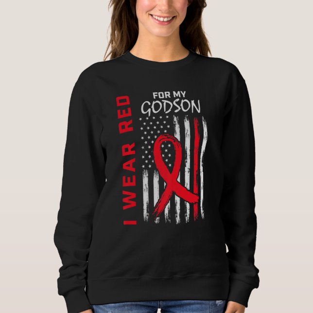 Sweatshirt Wear Red Godson Heart Disease Awareness Flag Match (Devant)