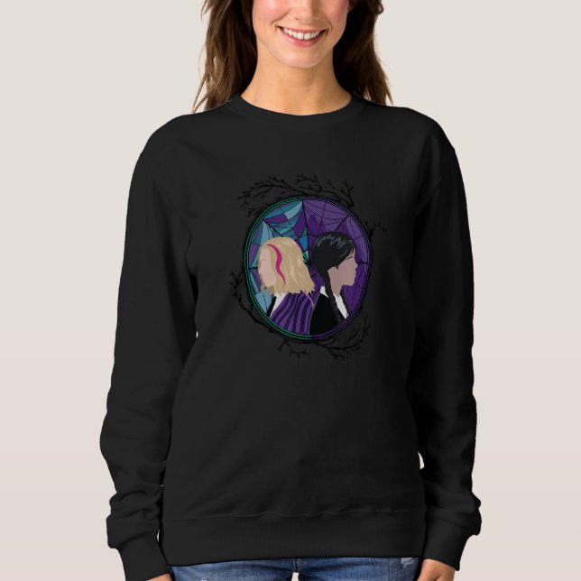 Sweatshirt Wednesday Enid Stained Glass Spider Web Silhouette (Devant)