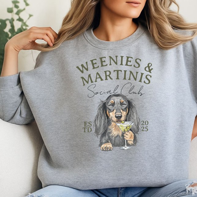 Sweatshirt Weenies tirés à la main et Martinis Dachshund (Elevate your party apparel with this Hand Drawn Weenies and Martinis Dachshund sweatshirt! )