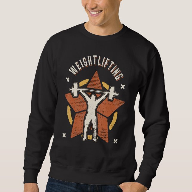 Sweatshirt Weightlifting Vintage Retro Classic Sport (Devant)
