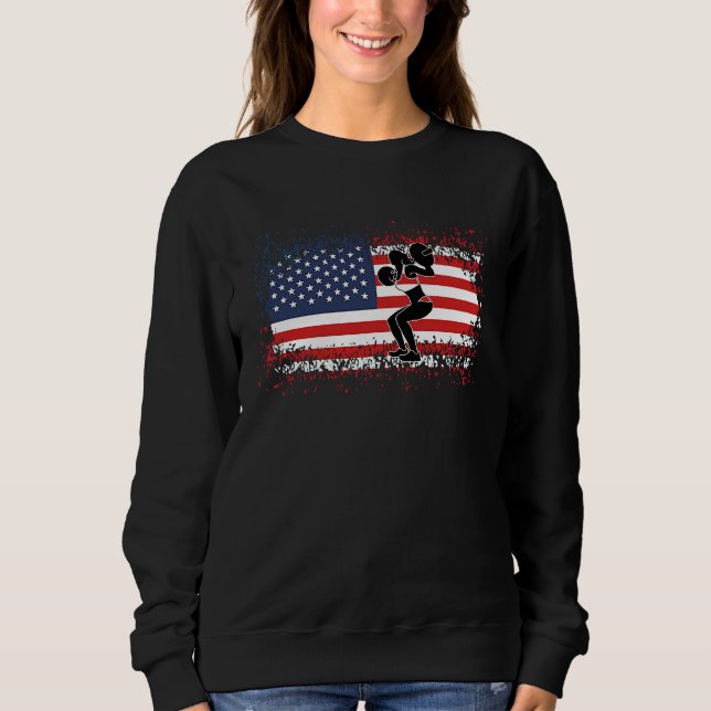 Sweatshirt Weightlifting Women American Flag Gym Competitive  (Devant)