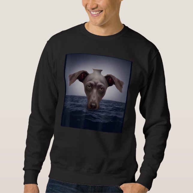 Sweatshirt Weimaraner chiot dessin de chien levrette portrait (Devant)