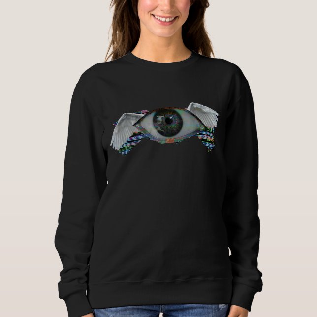 Sweatshirt Weirdcore Glitch Angel Eye Dreamcore esthétique (Devant)