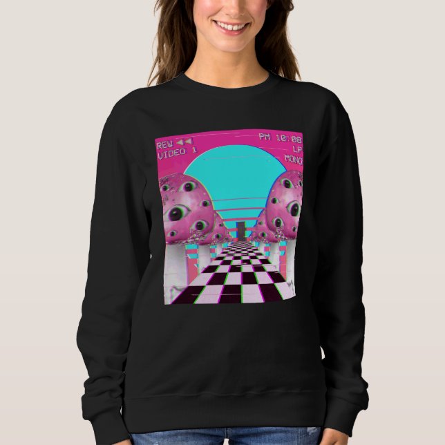 Sweatshirt Weirdcore Vaporwave esthétique aux yeux de champig (Devant)