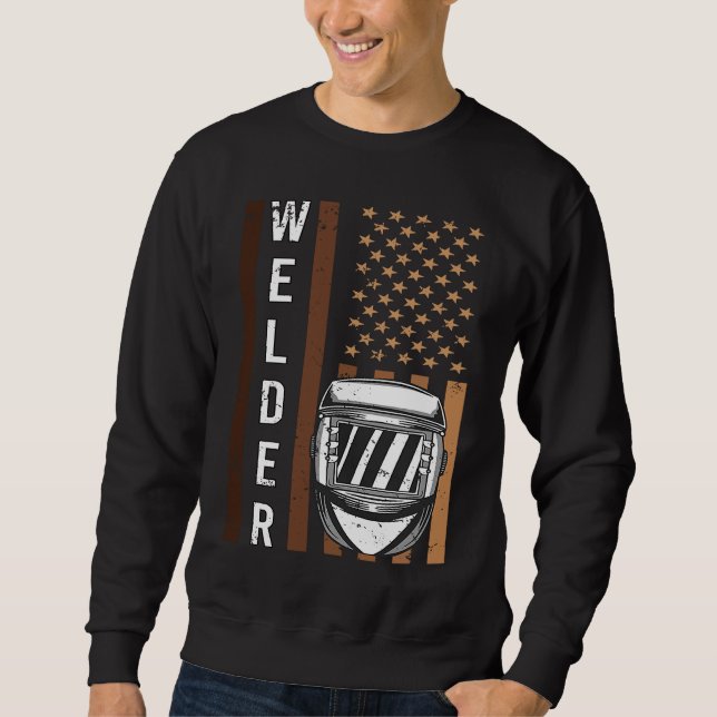 Sweatshirt Welder Patriotic Vintage USA American Flag (Devant)