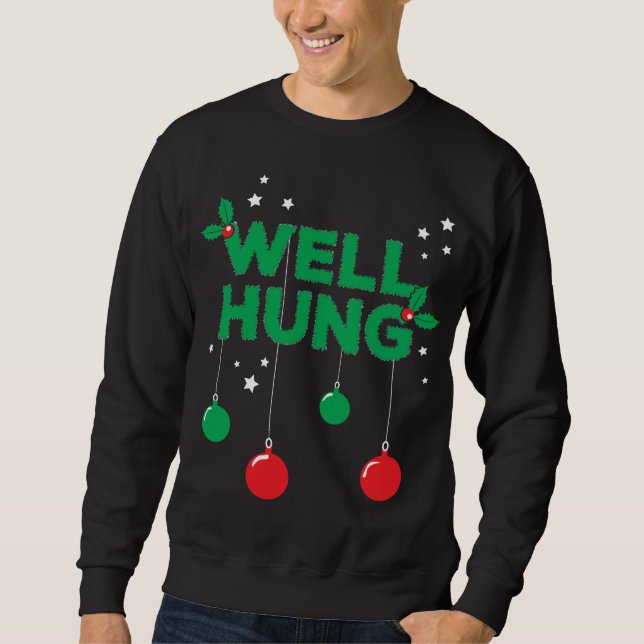 Sweatshirt Well Hung - Drôle Suspendu lumières de Noël (Devant)