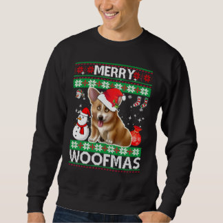 Sweatshirt Welsh Corgi chiot Joyeux Woofmas Noël