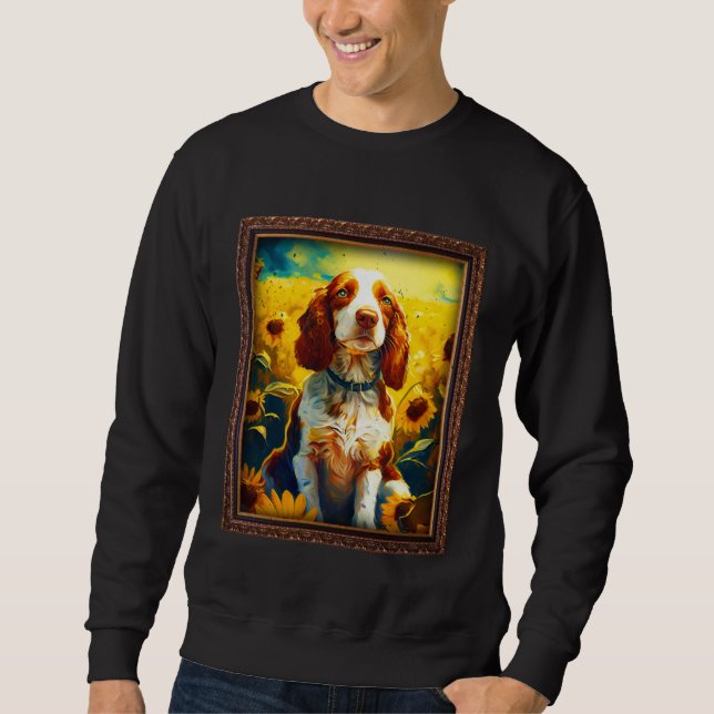 Sweatshirt Welsh Springer Spaniel Painting Sunflower Flower M (Devant)