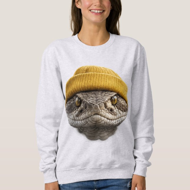 Sweatshirt Western Diamondback Rattlesnake Wearing Beanie  (Devant)