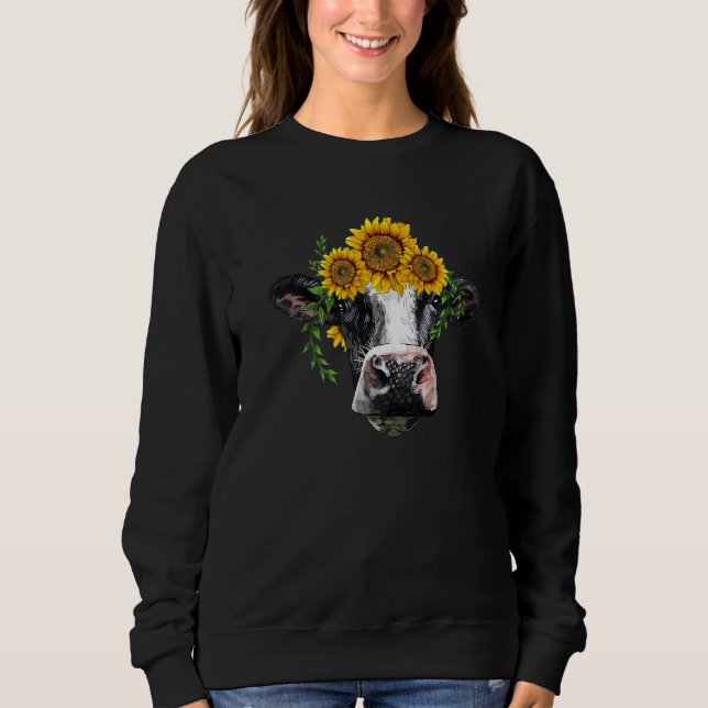Sweatshirt Western Holstein Cow Cute Holstein Portrait With S (Devant)